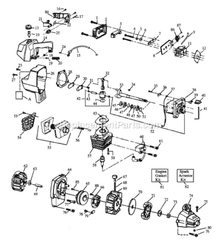 Page D Diagram and Parts List for GTI18T  Weed Eater Trimmer